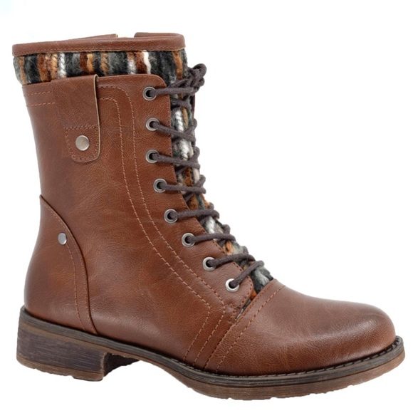 Taxi Shoes - Taxi brown vegan leather boot with wool detail